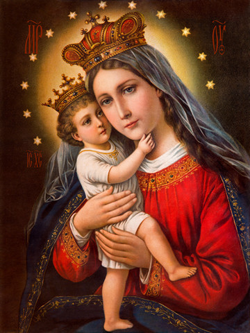 Пресвятая Дева Мария с младенцем, 15x20 см, арт Ид3621