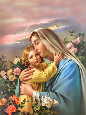 Пресвятая Дева Мария с младенцем, 15x20 см, арт Ид3623