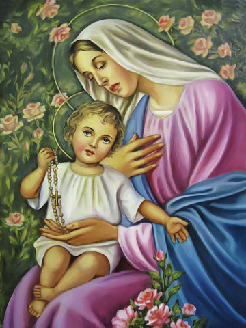 Пресвятая Дева Мария с младенцем, 15x20 см, арт Ид3624