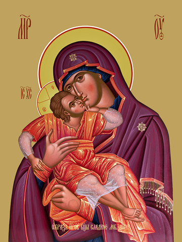 Сладкое лобзание, икона божьей матери, 30x40x4 см, арт Ид10619