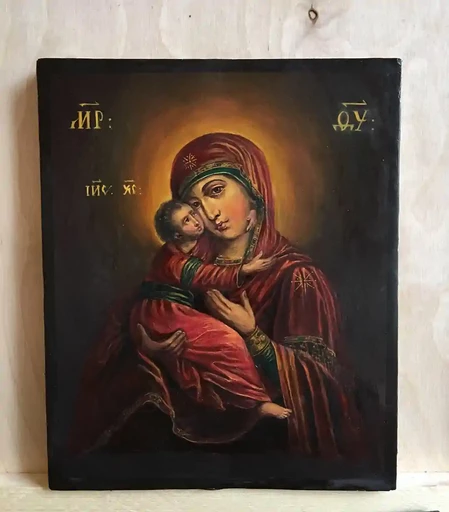 Рукописная икона "Пресвятая Богородица Владимирская", арт Ир014