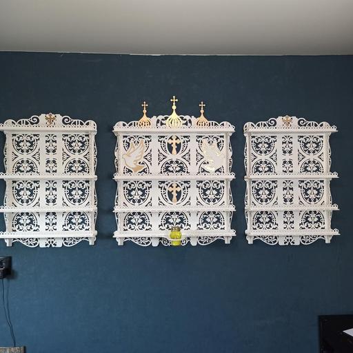 Триптих Полка для икон, Иконостас в дом, божница модели 98+132+98