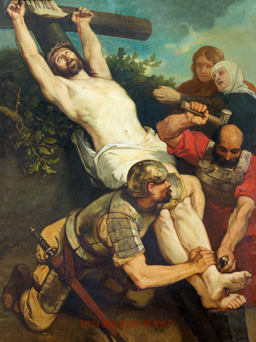 Крестный путь – Иисуса Христа прибивают ко кресту, 15x20 см, арт Ид4803