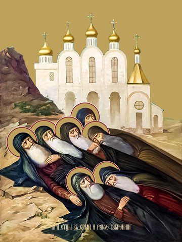 Преподобные отцы в Синае и Раифе избиенные, 30x40x4 см, арт Ид11857