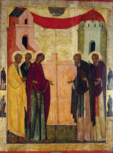 Явление Богоматери Сергию Радонежскому. XVI в, 9x12x3 см, арт А1033