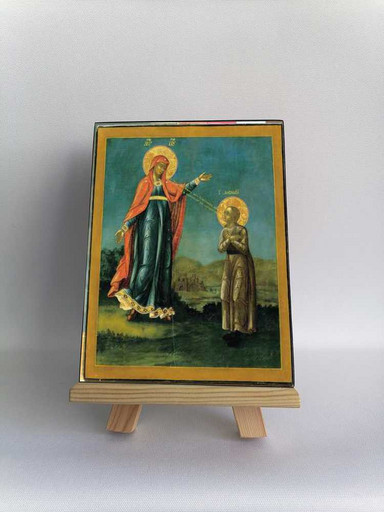Явление Богородицы прп. Досифею. 9x12x3 см, арт Б0195