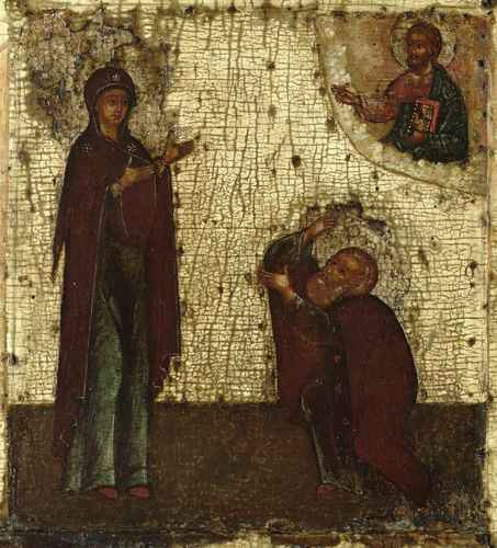 Явление Богородицы Святому Сергию Радонежскому, ок.1600, 15x20 см, арт А486
