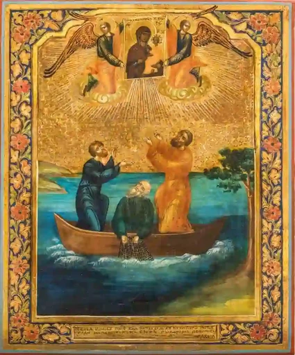 Явление Тихвинской иконы Богоматери рыбакам на озере, 15x20 см, арт А7302
