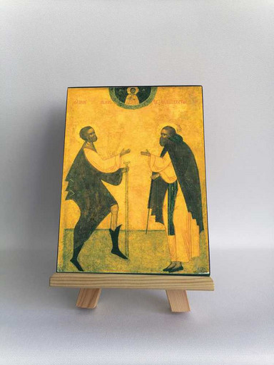 Блаженнй Прокопий Устюжский и прп. Варлаам Хутынский. Середина XVI в, 9x12x3 см, арт Б0212