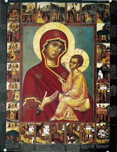 Богоматерь Тихвинская с чудесами. 1680 г., 9x12x3 см, арт А7223