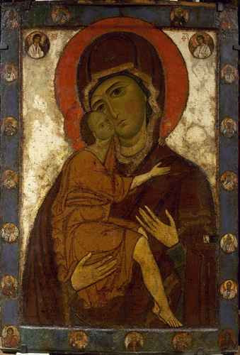 Богоматерь Умиление Белозерская, 1200-1250 г, 12x16x3 см, арт А1788