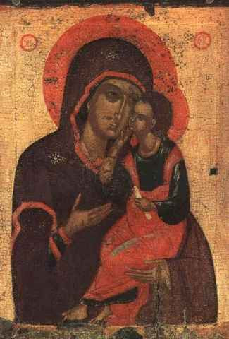 Умиление (Любятовская). Начало XV века, 12x16x3 см, арт А6352