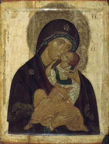 Богоматерь Умиление. XV век, 12x16x3 см, арт А1647
