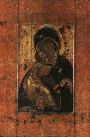 Богоматерь Владимирская. Начало XII века, 12x16x3 см, арт А6494