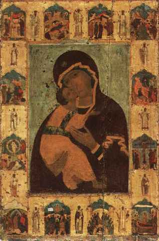 Богоматерь Владимирская, с евангельскими сценами, 12x16x3 см, арт А5737