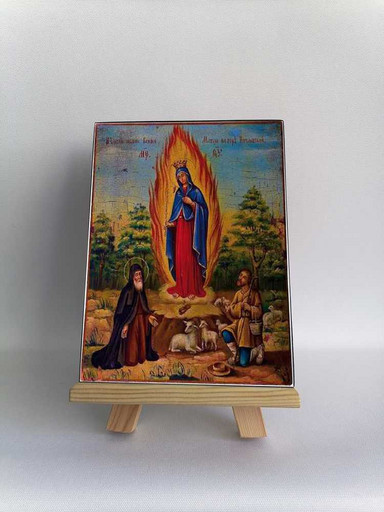 Чудесное явление Божией Матери на горе Почаевской. XIX век. 12x16x3 см, арт Б0188