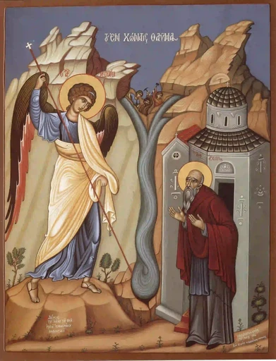 Чудо в Хонех - Архангел Михаил и Архипп Херотопский, пономарь, 9x12x4 см, арт А7295