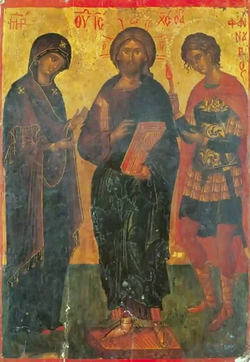 Деисус с мучеником Фанурием, 12x16x3 см, арт А7055