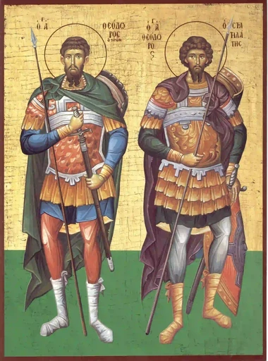 Феодор Тирон и Феодор Стратилат, 12x16x3 см, арт А1012