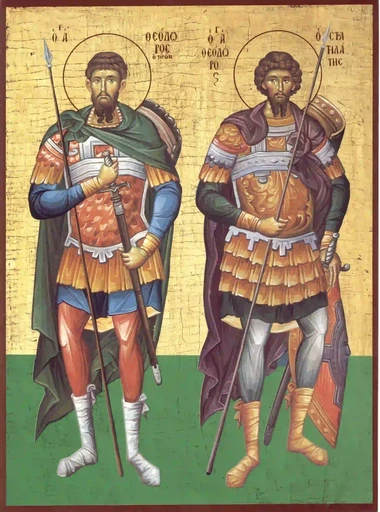 Феодор Тирон и Феодор Стратилат, 12x16x3 см, арт А1012