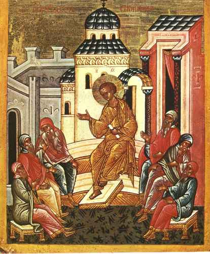 Христос беседует с книжниками, 15в, 15x20 см, арт А174
