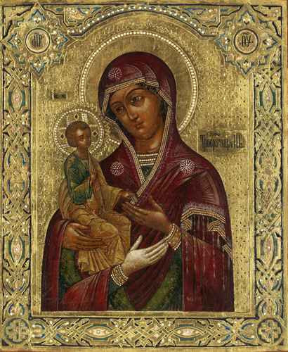 Икона Божией Матери Троеручица, ок.1890, 12x16x1,8 см, арт А213