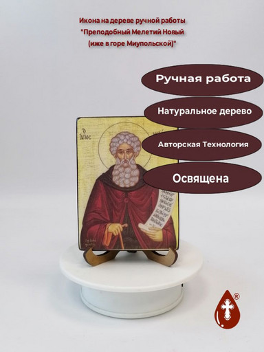 Преподобный Мелетий Новый (иже в горе Миупольской), 12x16x1,8 см, арт А7011