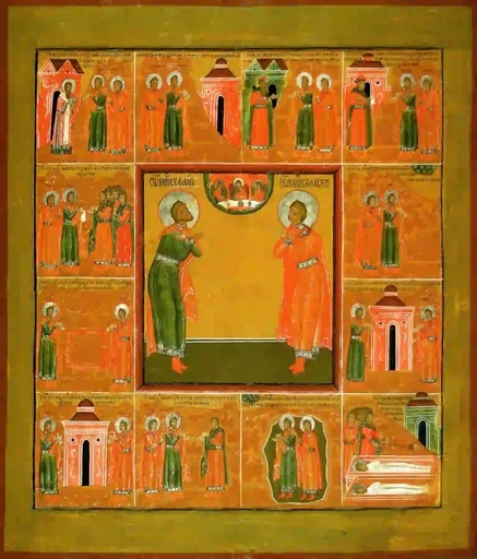Мученики Флор и Лавр с житием, 9x12x3 см, арт А2351 Мученики Флор и Лавр с житием, 9x12x3 см, арт А2351