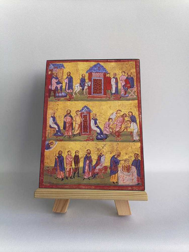 Мучения свв. Мины, Ермогена и Евграфа, 9x12x3 см, арт Б0396
