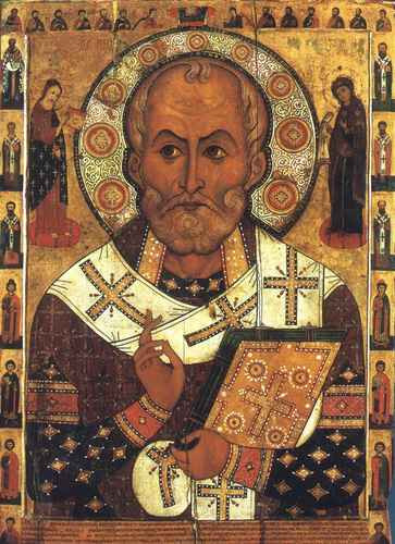 Никола с избранными святыми, 15x20 см, арт А446