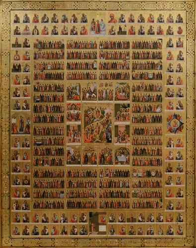 Пресвятая Богородица Собор Богородичных Икон (Многочастная Икона Пресвятой Богородицы), 15x20 см, арт А357