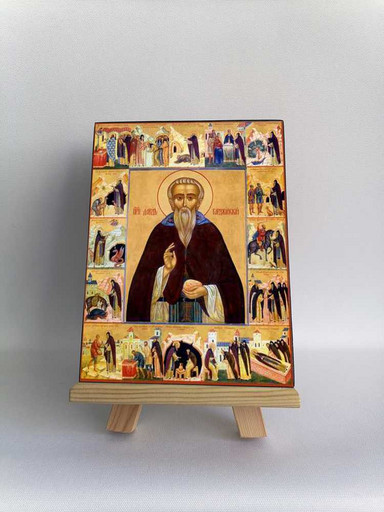 Преподобный Давид с житием, 12x16x3 см, арт Б0407