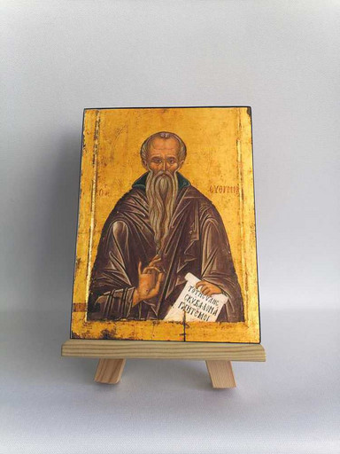 Прп. Евфимий. Икона. Греция. XV в, 12x16x3 см, арт Б0411
