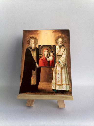 Прп. Герасим и свт. Николай, 12x16x3 см, арт Б0331