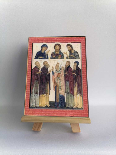 Прп. Сергий и свв. иконописцы Радонежские, 12x16x3 см, арт А241
