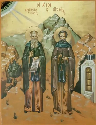 Прпп. Дионисий и Митрофан, 12x16x3 см, арт А6490
