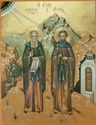 Прпп. Дионисий и Митрофан, 12x16x1,8 см, арт А6490