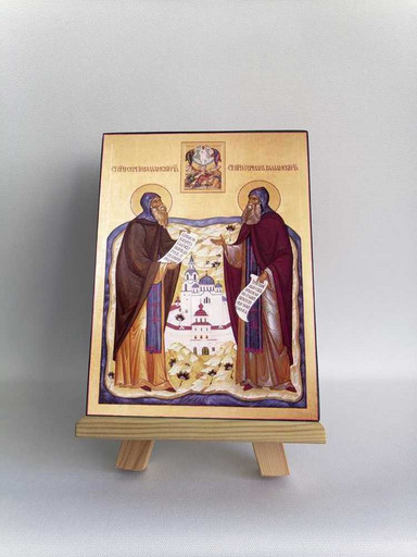 Прпп. Сергий и Герман, 12x16x3 см, арт Б0347
