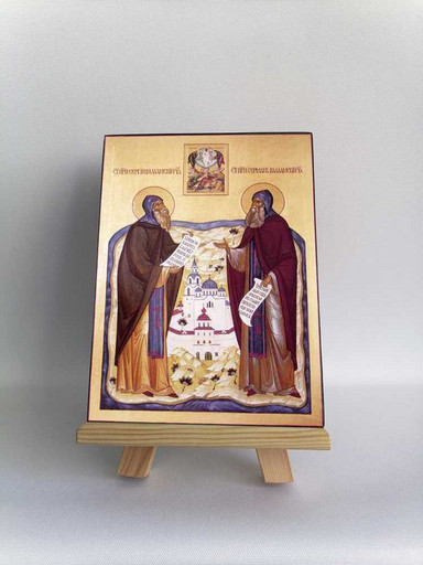 Прпп. Сергий и Герман, 9x12x3 см, арт Б0347