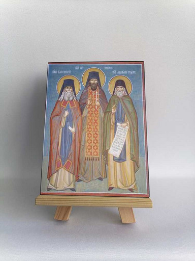 Прпп. Варсонофий, Никон, Анатолий. Монахиня Мария (Левистам), 12x16x3 см, арт Б0254