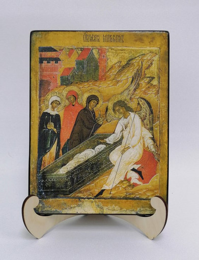 Явление Ангела женам-мироносицам (из Праздничного чина)(сер.XVII века), 12x16x3 см, арт Б0460