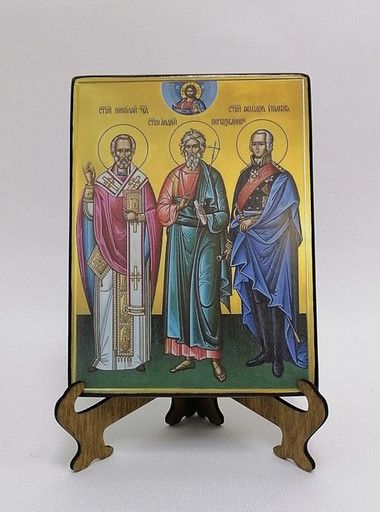 Николай Чудотворец, Андрей Первозванный, Федор Ушаков, 12x16x3 см, арт А7048-2