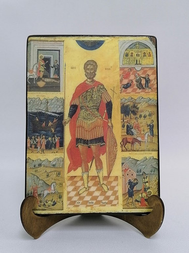 Мученик Мина с житием, 15x20х1,8 см, арт А6325