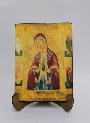Семистрельная богородица, 15х20х1,8 см, арт А640