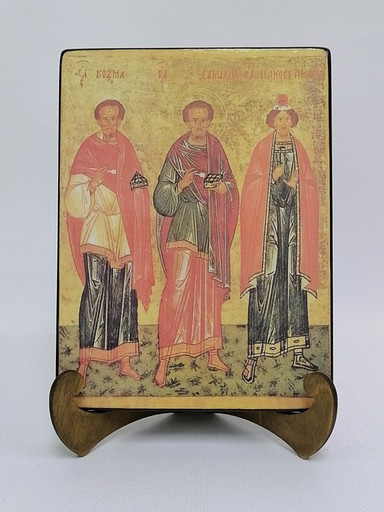 Святые Косьма, Дамиан, Иаков Персянин, 12x16x3 см, арт А6814