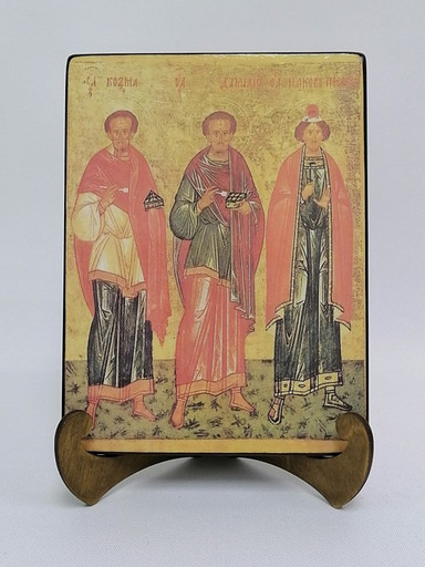 Святые Косьма, Дамиан, Иаков Персянин, 9x12x3 см, арт А6814