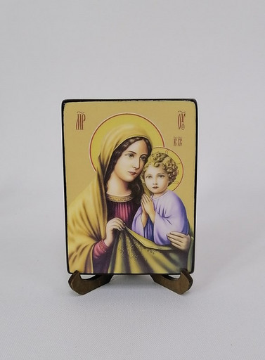 Пресвятая Дева Мария с младенцем, 9x12x1,8 см, арт Ид3622-2