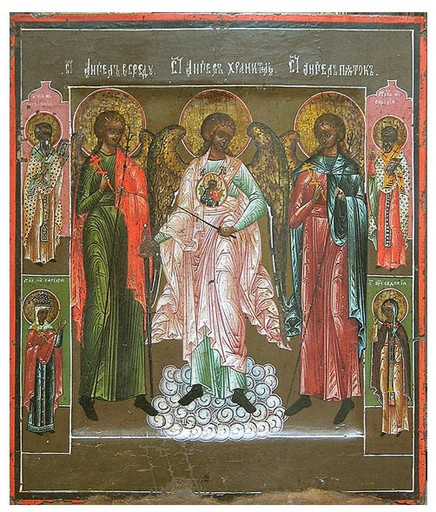 Святые Ангел среды, Ангел Пятка и Ангел Хранитель, 16x20x1,8 см, арт В8316