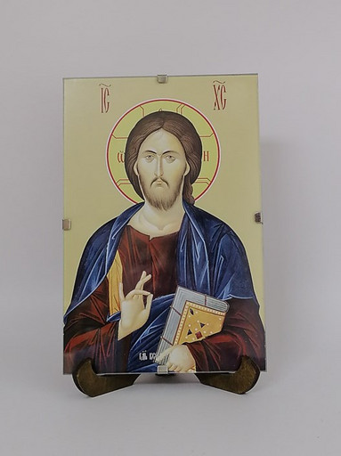 Православная освященная икона "Иисус Христос" под стеклом (рамка-клип), арт Ипс-001, 10х15x1,5 см