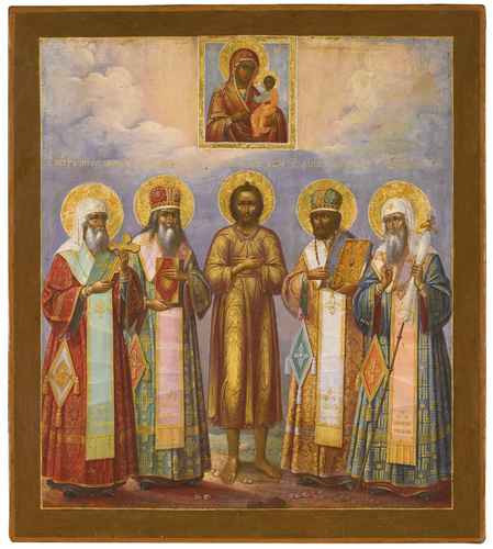 Смоленская Богоматерь и пять святых, XIXв, 12x16x3 см, арт А1203